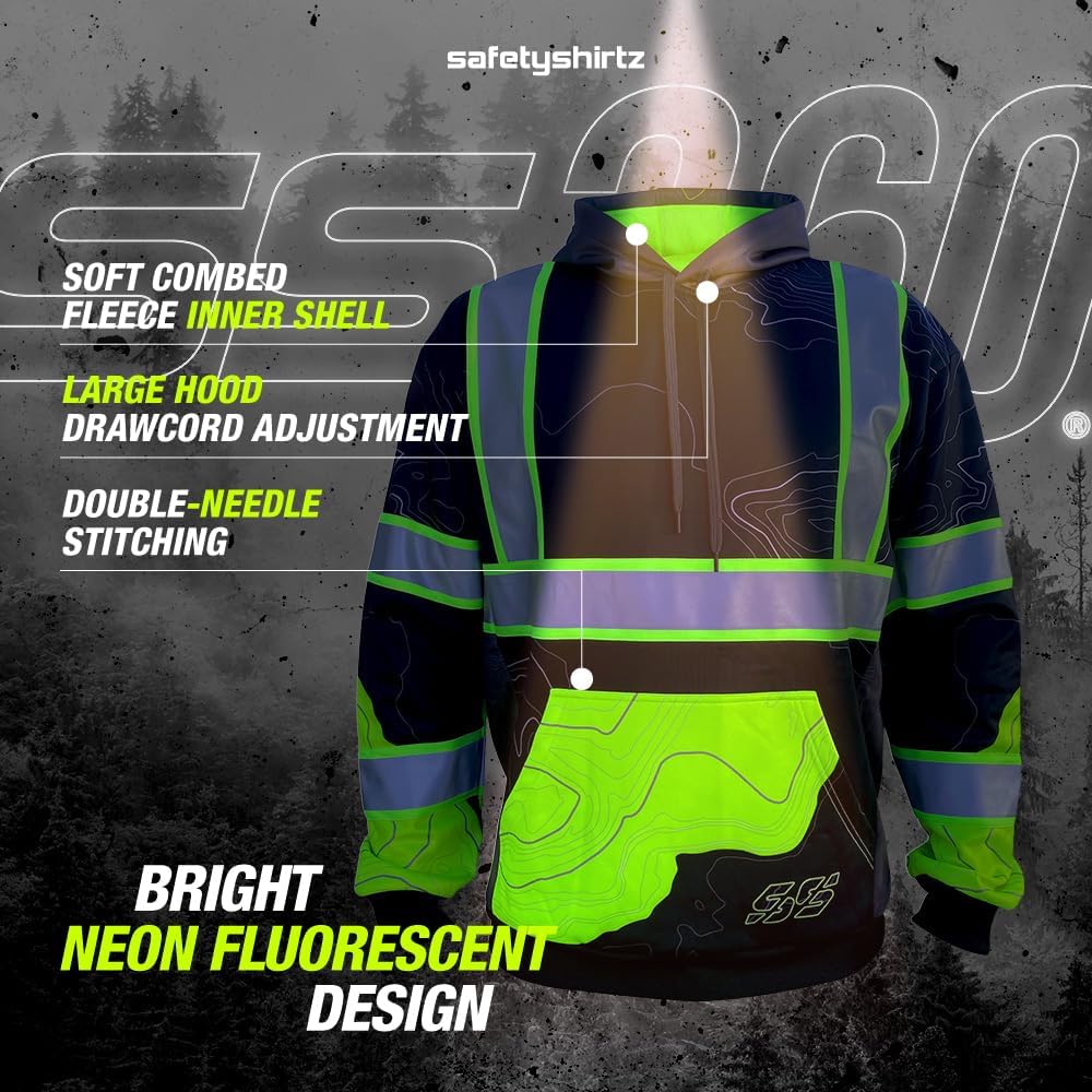 SafetyShirtz Men's SS360 ANSI Type-O and Enhanced Visibility Stealth Graphic Hoods and Zip Ups - Image 6