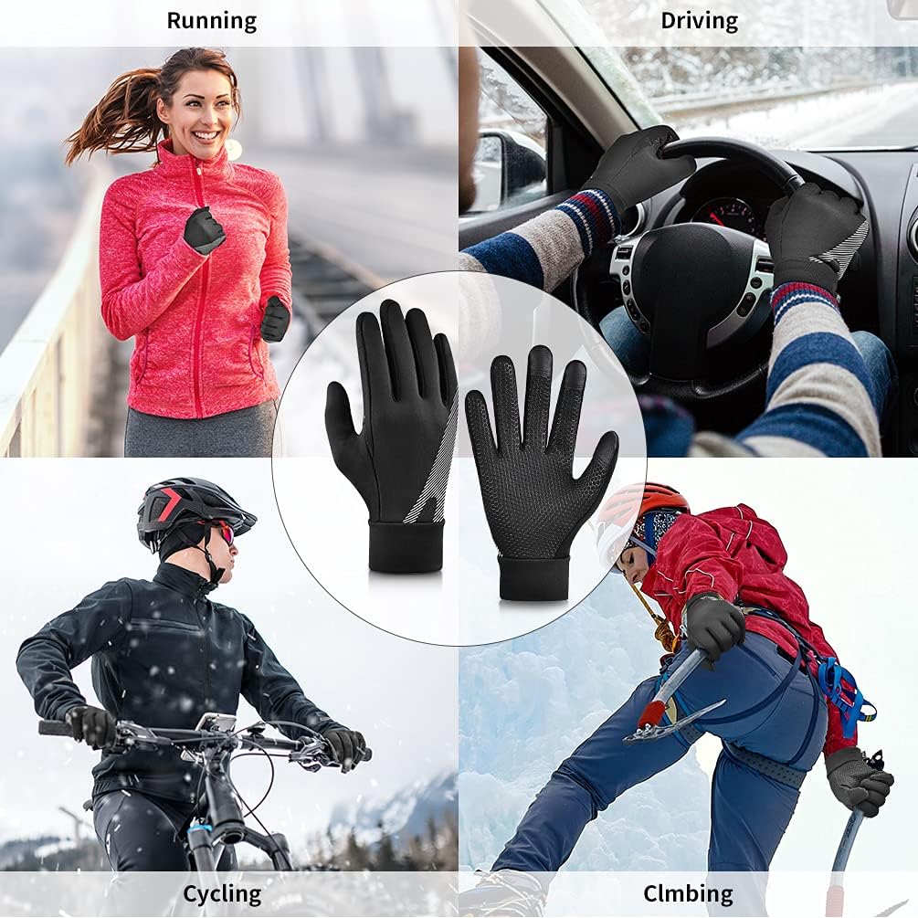 Winter Warm Sports Driving Gloves - Cold Weather Ski Thermal Running Cycling Bike Black Touch Screen Mittens for Men Women : Sports & Outdoors