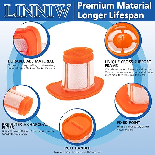 Miniatura 4 de Filtro HHVKF10 compatible con Black y Decker - Filtro de vacío de mano, lavable, apto para modelos HHVK HHVK320J HHVK320J10 HHVK320JZ01 HHVK515J