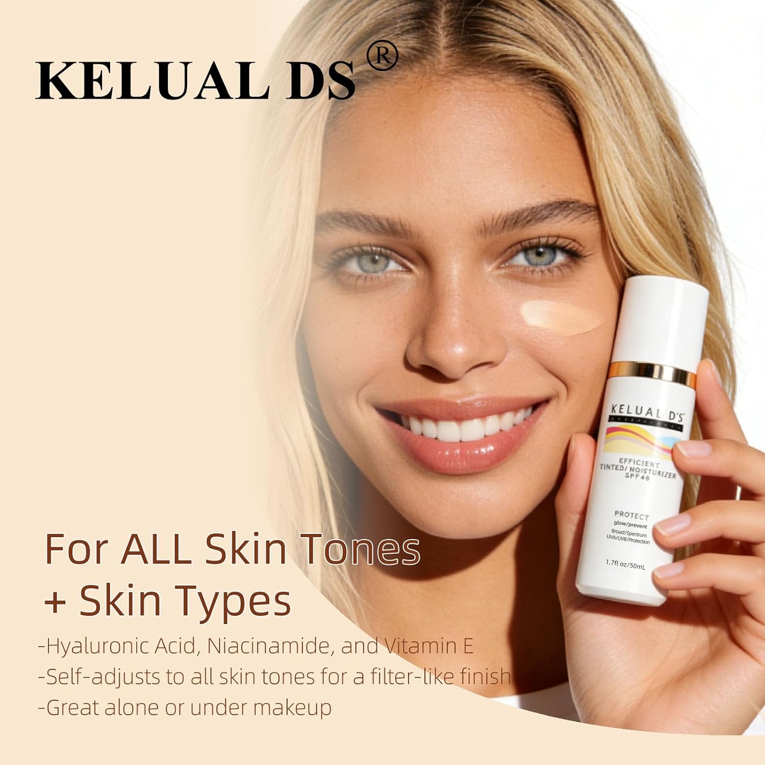 Anti-Aging Tinted Face Moisturizer & Sheer Face Sunscreen SPF 46, Hydrating Skin Care & Sunscreen Moisturizer,1.7OZ/50ML