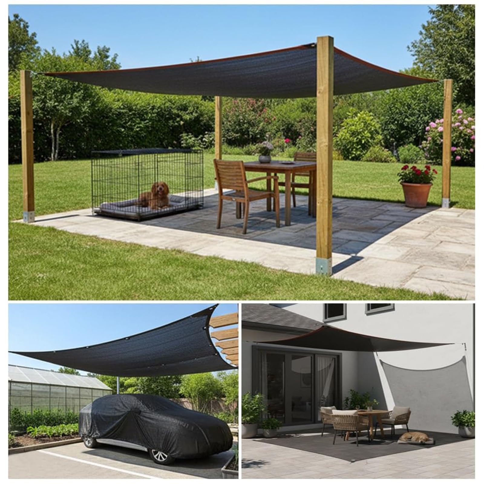 Voile D'Ombrage Rectangulaire Toile pour Pergola Filet Ombrage Exterieur Toile Pergola Store Pergola ExtéRieur Toile D Ombrage 5x5m