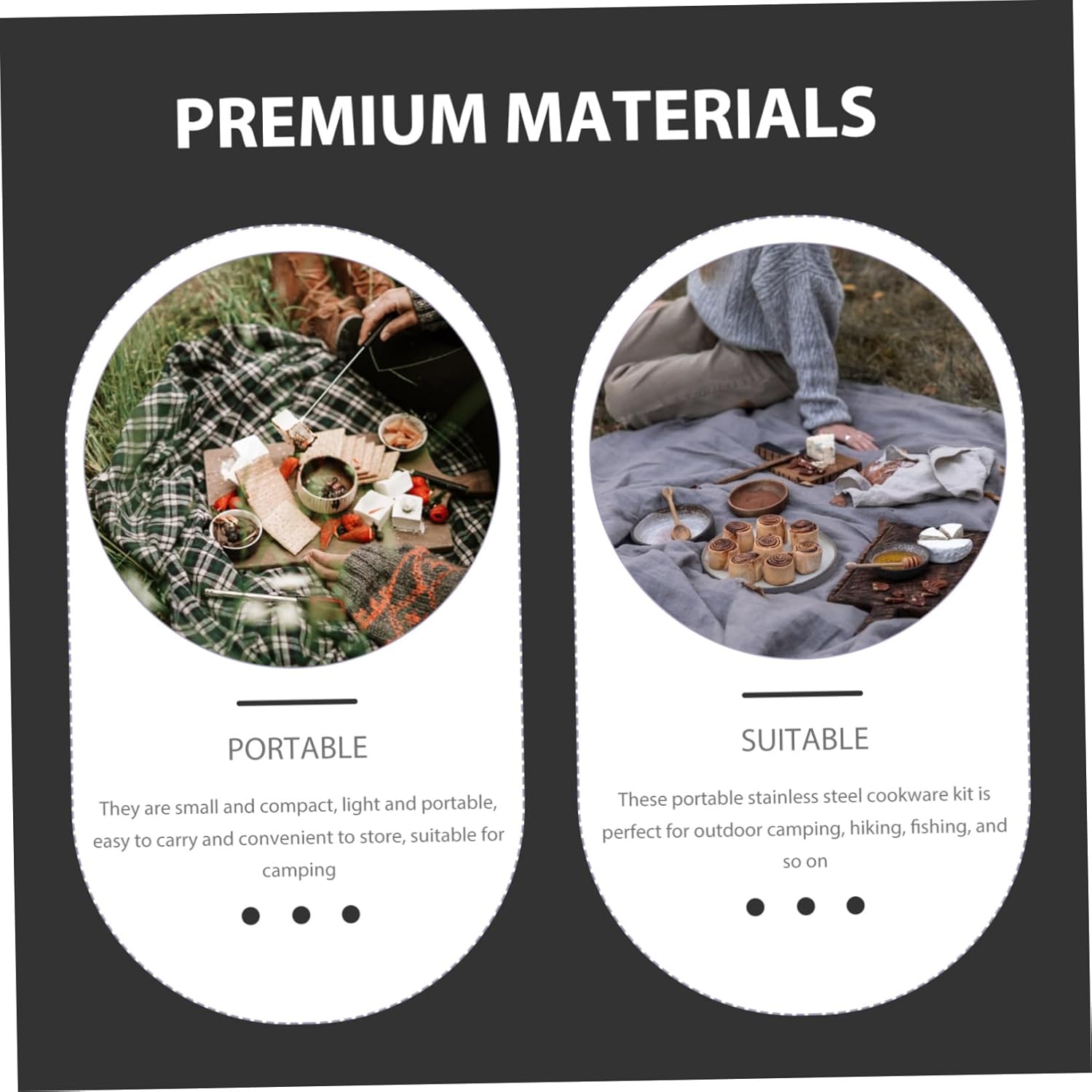 1set Stainless Steel Camping Cookware Set Portable Outdoor Cooking Utensils for Hiking Backpacking and Picnics Lightweight Compact and Easy to Store