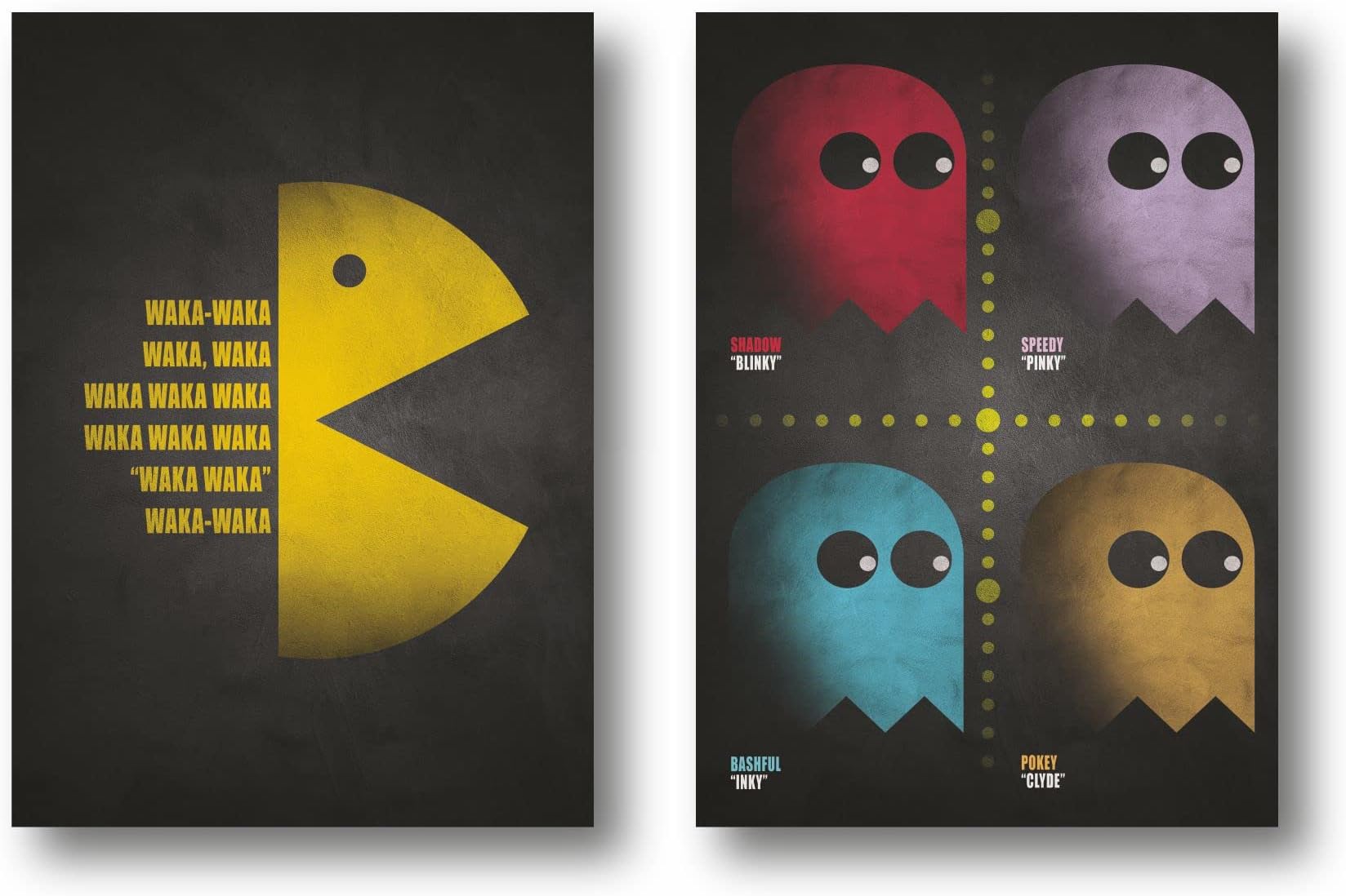 Print A To Z PACMAN Retro Wall Art Poster Prints UNFRAMED 11''x14'' inches Set of 2, PacMan Poster, Packman Decor, Retro Game Decor, Retro Game Wall Art,