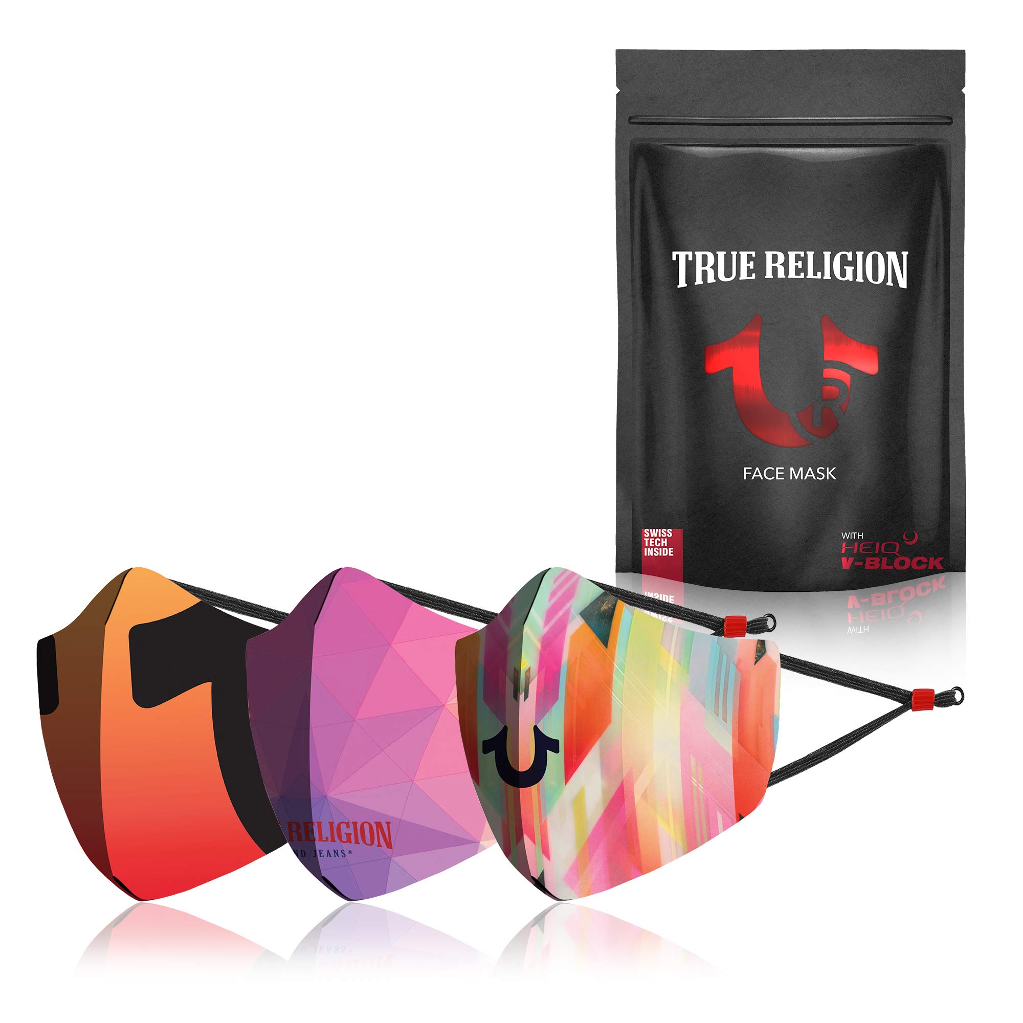 True Religion Pack of 3 Anti Pollution Reusable Face Mask with Swiss and Moisture Control Technology (Pack of 3: Red Multi-Coloured) (B08NVD156P) Amazon Price History, Amazon Price Tracker