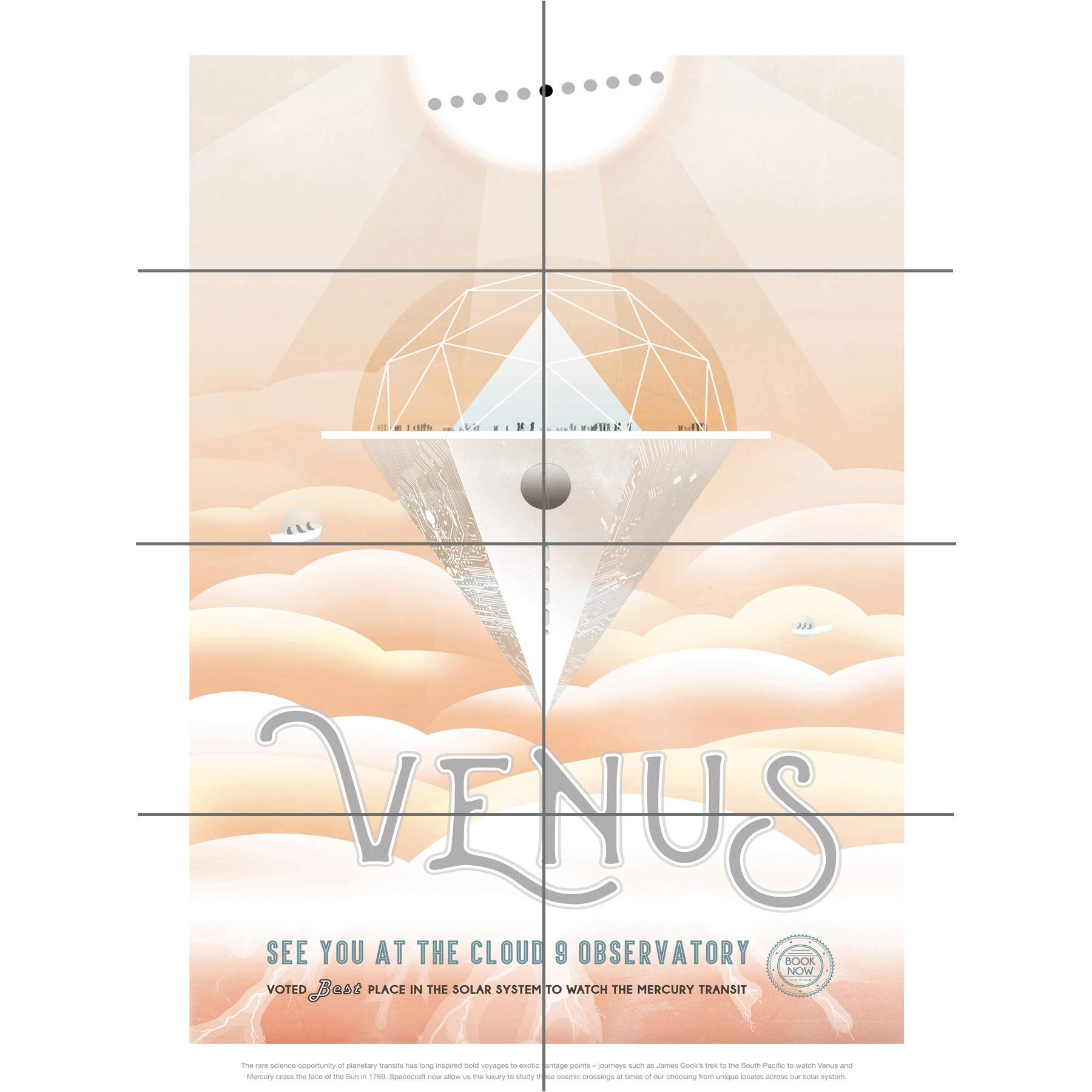 Artery8 Venus Cloud 9 Observatory NASA Space Tours Travel XL Giant Panel Poster (8 Sections)
