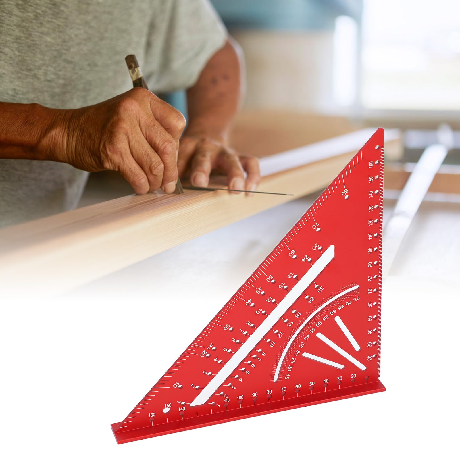 Righello Triangolare in Alluminio, Robusto, con Scale incise Precise a 30°, 45° e 60°, Strumento di misurazione ad Angolo retto metrico.