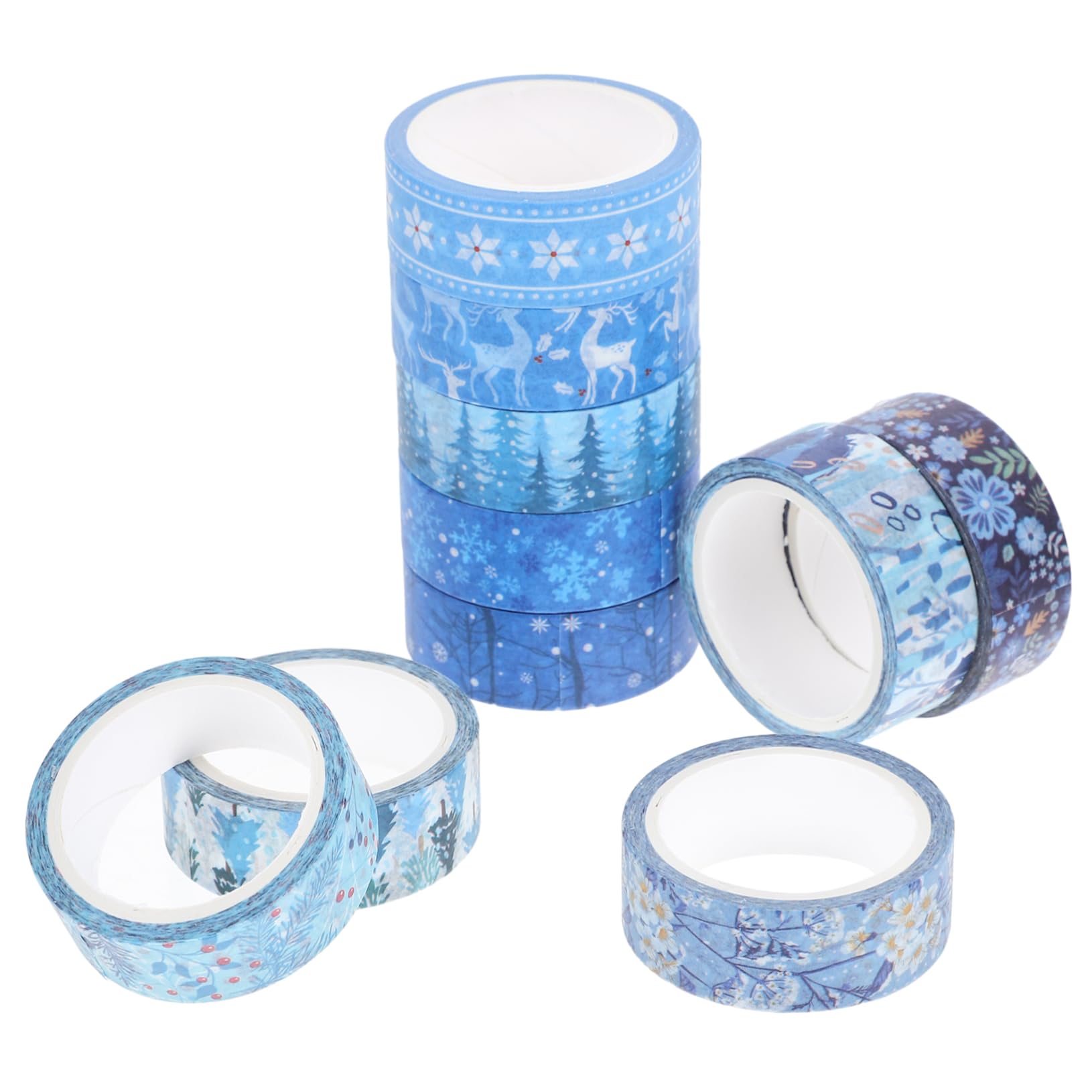VILLCASE 5 Juegos Cintas De Manualidades Navideñas Papel De De Navidad Nieve Falsa Decoraciones De Fiesta Cinta Washi Navidad Cinta Washi Para Estudiante Papel Japones 10 Rollos * 5