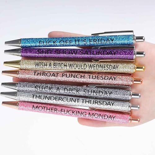 Miniatura 2 de Tusztus Paquete de 7 bolígrafos divertidos para el día a día, divertidos bolígrafos de siete días de la semana, describiendo la mentalidad,