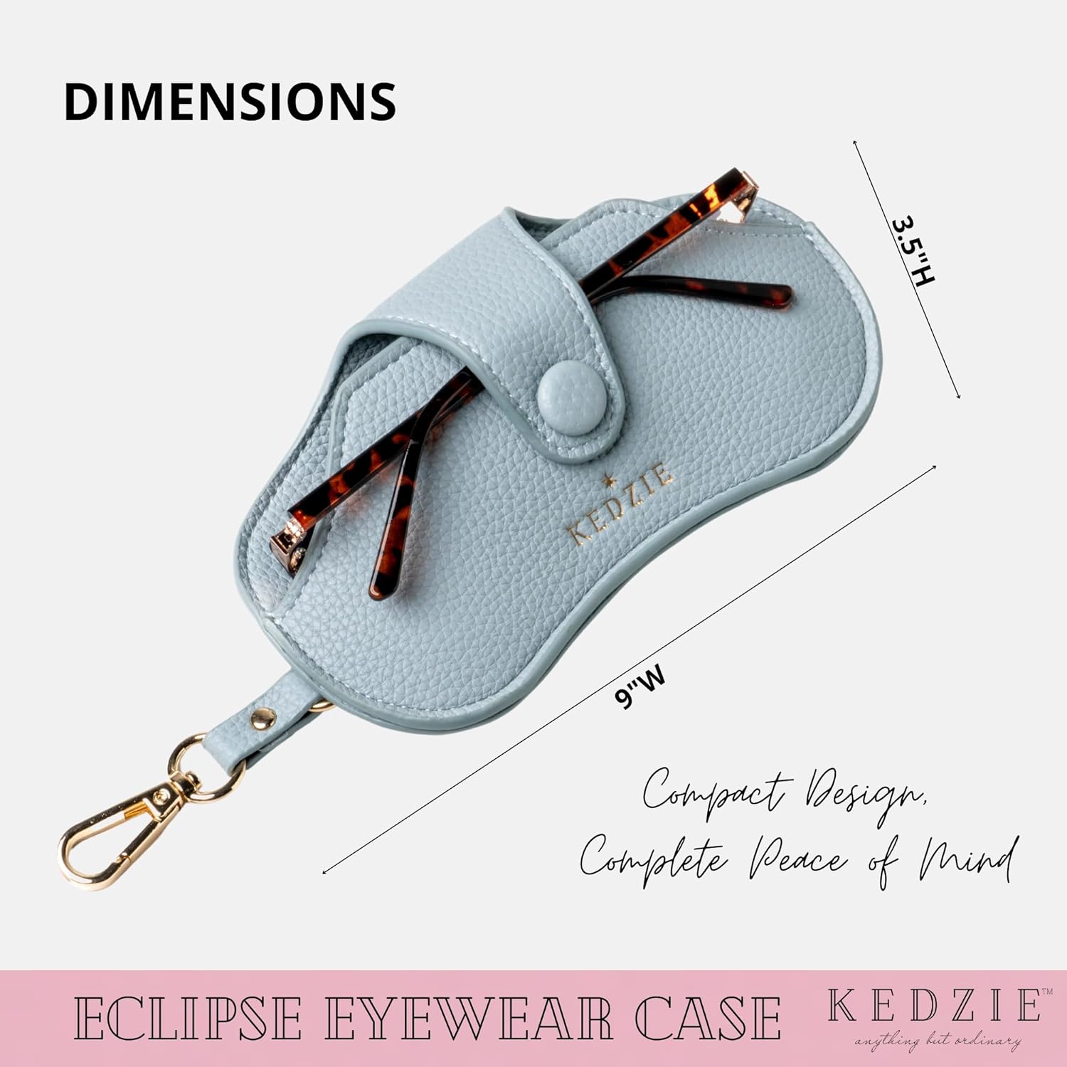 KEDZIE Eclipse Eyewear Case Unisex Vegan Leather Eyeglass Case Pouch with Snap Closure - Image 3