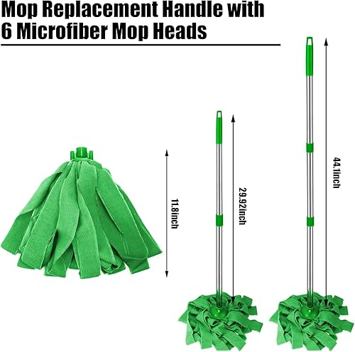 Miniatura 3 de Tioncy Juego de 6 cabezales de trapeador de tela de microfibra y 1 mango de repuesto para trapeador de tela de microfibra para mango de trapeador de