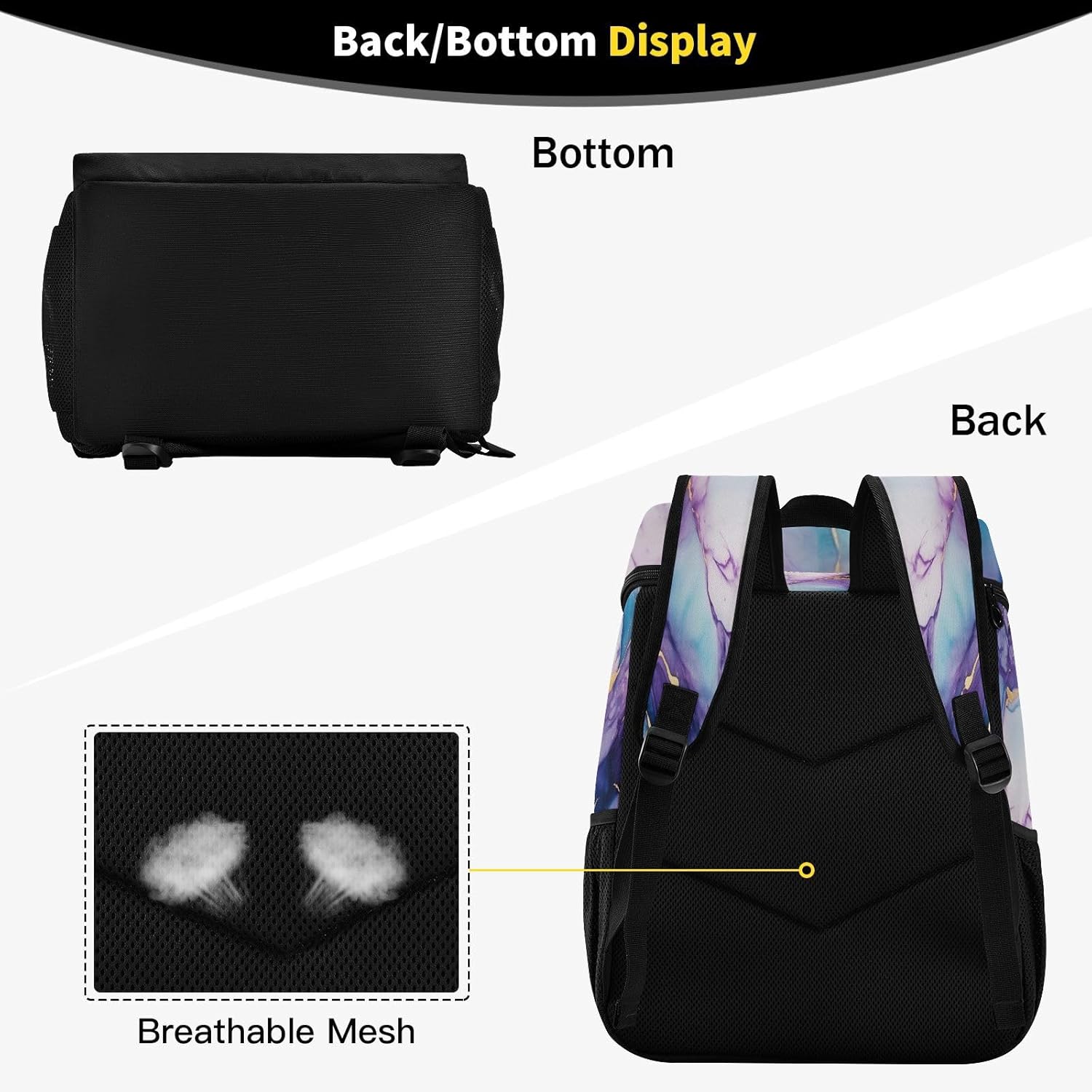Purple Gold Marble Cooler Backpack 36 Cans Leakproof Waterproof Backpack Cooler Bag Beach Accessories Travel Camping Fishing Backpack for Women Men