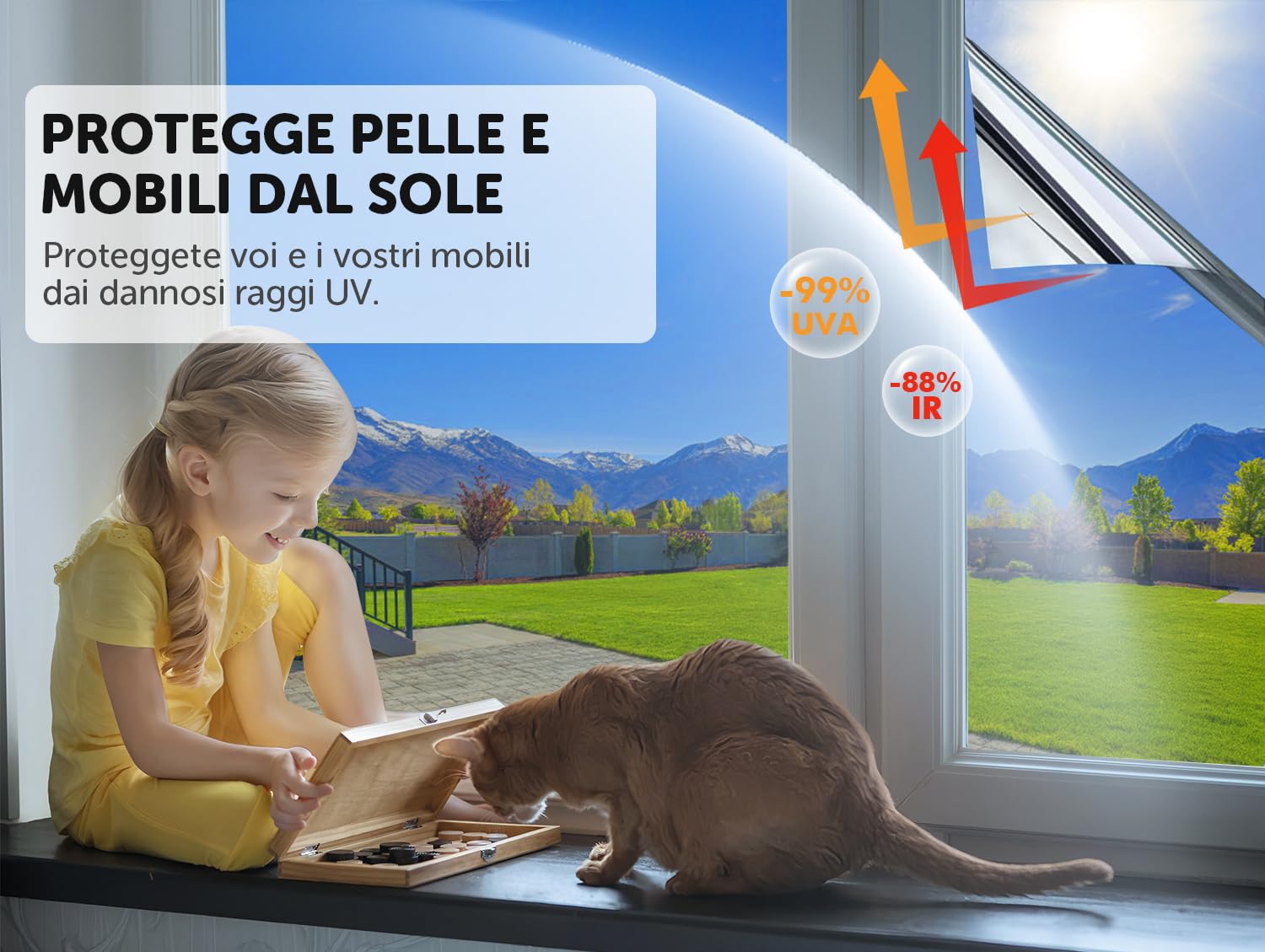 Pellicola Specchio per Vetri Finestre 90x200cm | Pellicola Elettrostatica Riflettente Monodirezionale | Mirror Film | Anti UV e Anti Calore | Pellicola a Specchio per Interni ed Esterni