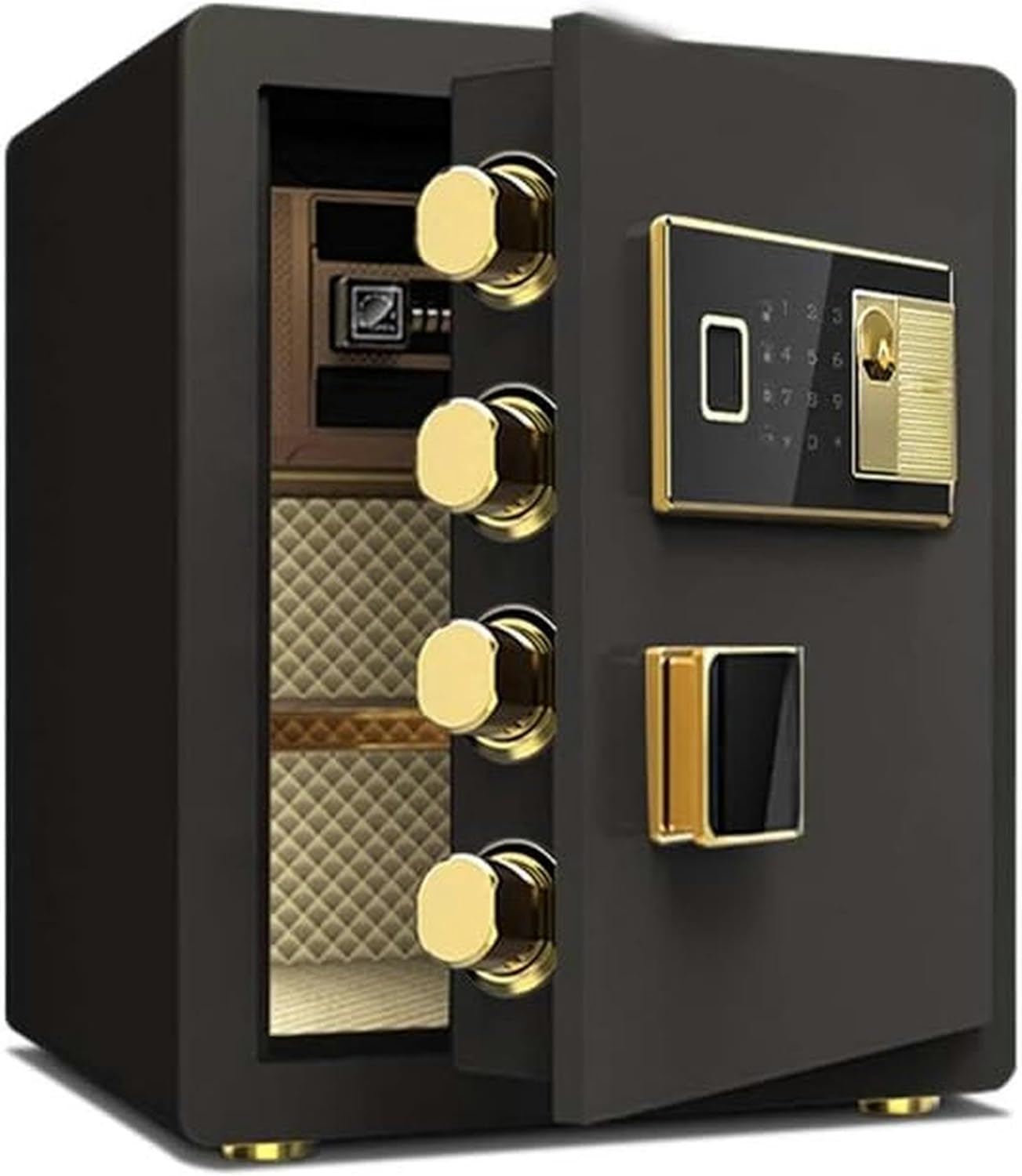 AMNOOL Upgrade Fireproof Waterproof, Security Home with Digital Combination, Fire Resistant, Steel Security Safe and Lock Box for Home Jewelry, Money, Business Office Travel, Gold-1