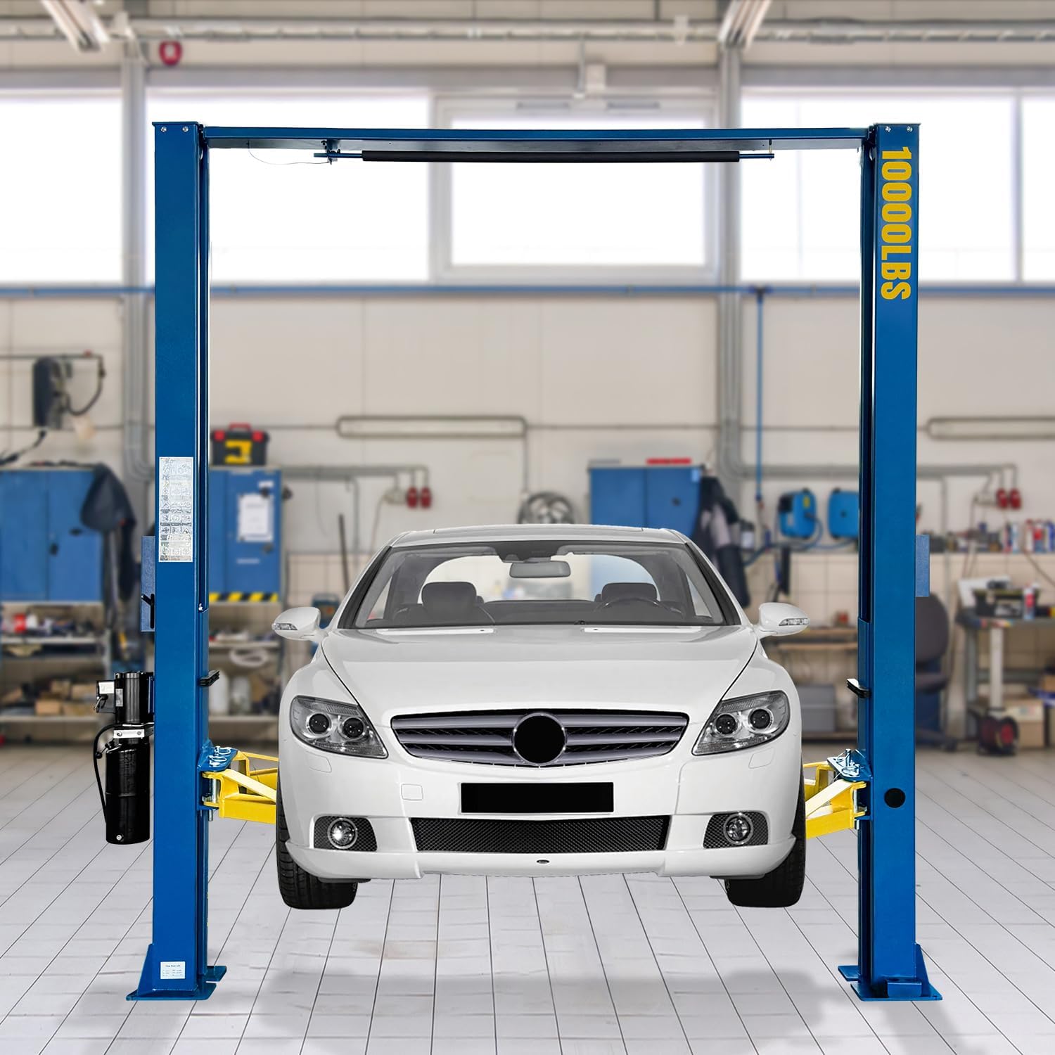 10,000 LBS 2-Post Car Lift, 77" Max Height Auto Lift with Single Point Lock Release & Overhead Hydraulic Auto Lift, Clear Floor Hoist for Garage, Parking, or Workshop, 3 Year Warranty, 220V