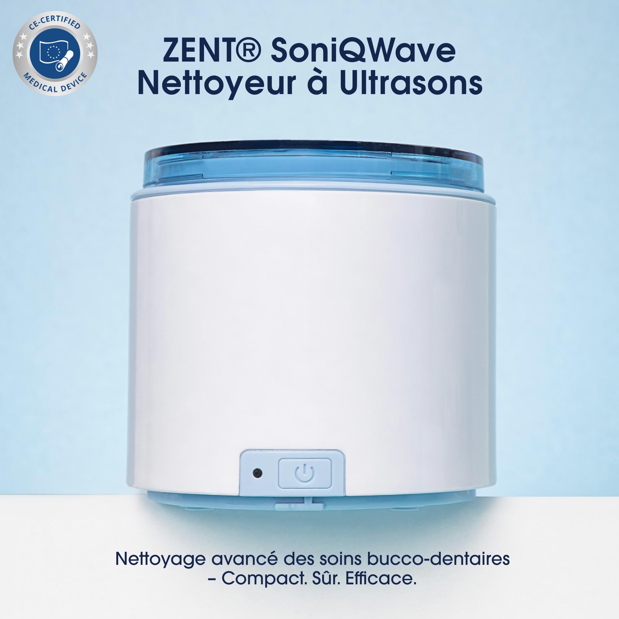 ZENT SoniQWave Nettoyeur ultrasons 200ml, Bac ultrason pour Prothèses Dentaires, Aligneurs orthodontiques, Nettoyant bijoux - Technologie de nettoyage à 360°, Idéal pour voyager, Dispositif médical