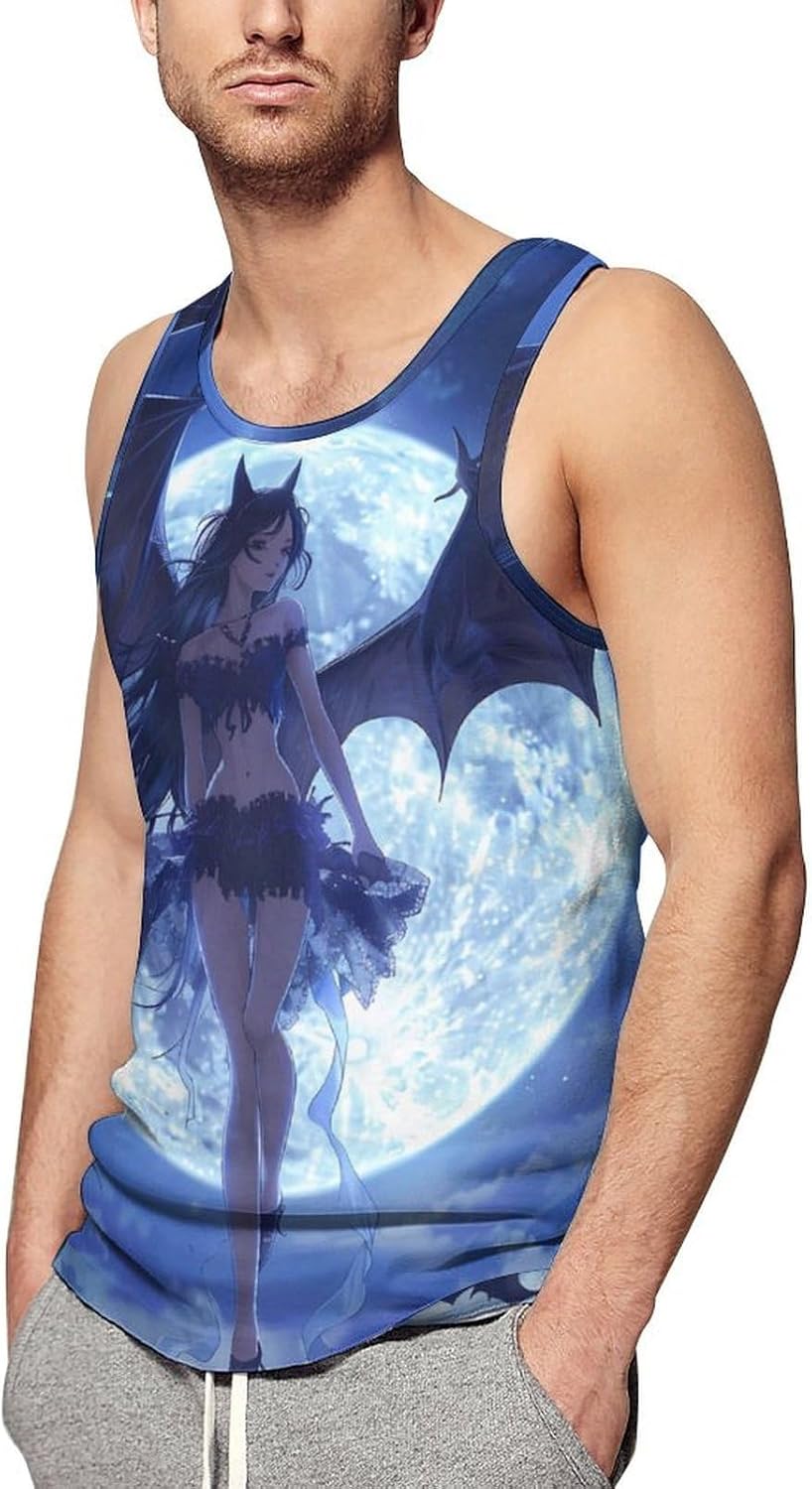 Fairy Flying Bat Men's Tank Top Sleeveless Muscle Shirts Vest Beach T Shirts for Workout Gym