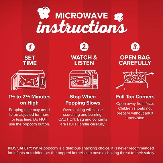 Orville Redenbachers Microwave Popcorn, Ultimate Butter Flavor, 3g Fiber Per Serving, 3.29 oz., 6-Count (6 Boxes)