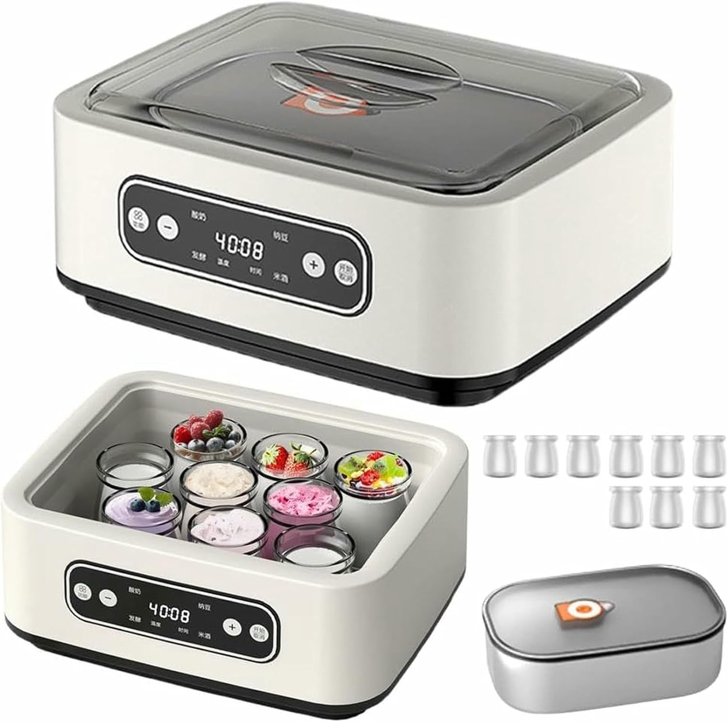 Stainless Steel Probiotic Yogurt Maker for Homemade Yogurt, Yogurt Maker Machine with Temperature Control, Cheese – Easy One-Button Operation for Family