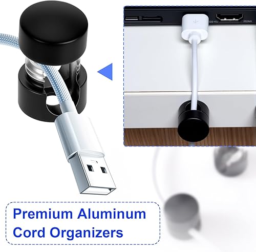 Miniatura 24 de 3 juegos de soportes de cargador para cables, soportes de anclaje de cable ajustables plateados, clips de cable de metal adhesivos, organizadores de