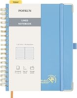 Vista 9 de POPRUN Lined Spiral Journal Notebook for Women & Men, 7-1/4" x 9-1/2", 220 Numbered Pages, College Ruled Hardcover Notebook for Work, Journals for