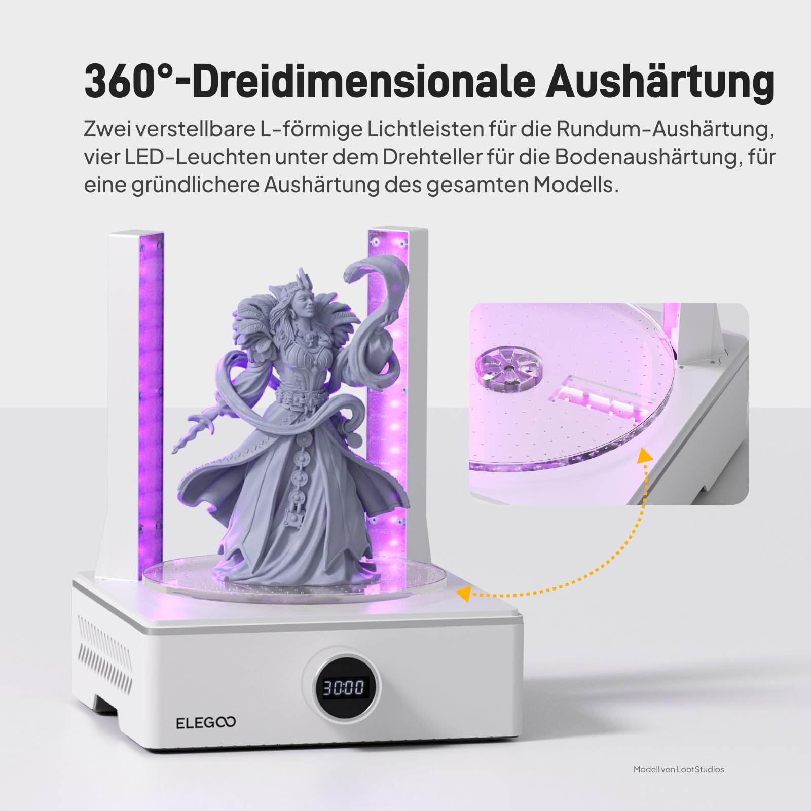 ELEGOO Mercury XS Bundle Machine Wash & Cure Separate Reinigungs- und Aushärtungsstation für große 3D-Harz-Druckmodelle mit tragbarer UV-Lampe, kompatibel mit ELEGOO Saturn und Mars