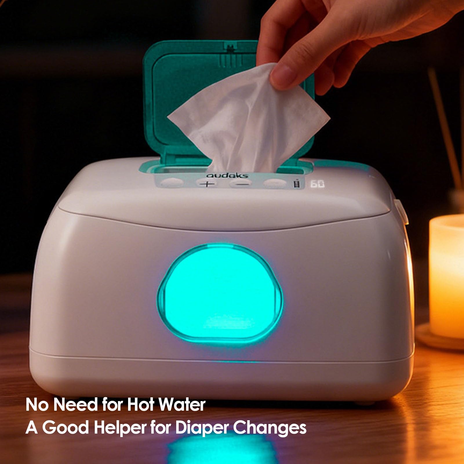 Baby Wipes Podgrzewacz, zasilany przez USB dozownik na chusteczki z lampką nocną, okienko, duża pojemność, odpowiedni dla niemowląt i dorosłych