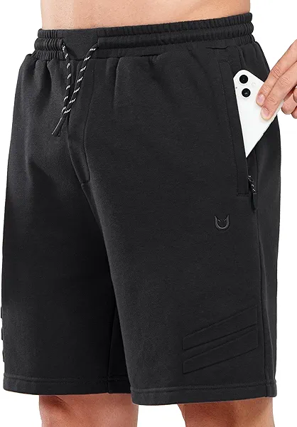 NORTHYARD Men's Cotton Casual Sweat Shorts Athletic Running Short with Zipper Pockets 7" Workout Gym Lounge for Mens
