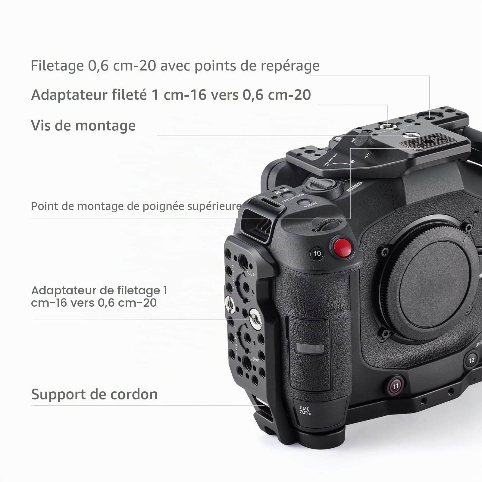 Tilta C80 Cage, Kit de Base pour Cage à Caméra Compatible avec la C80 avec Plaque Supérieure, Bras Latéraux, Fixation pour Rail NATO, Pince pour Câble HDMI ES-T25-A