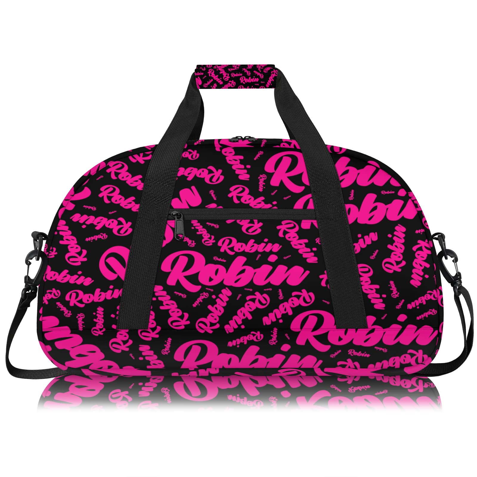Personalized Sport-Gym-Swimming-Bag for Kids Custom Duffel Travel Bag for Boy Girl Dance Gymnastics Bag Overnight Weekend Bag Hot Pink Black