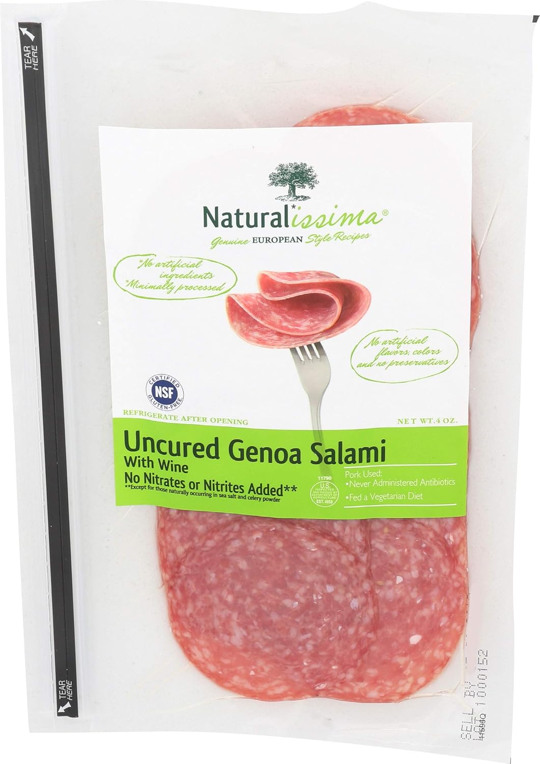Naturalissima, Uncured Genoa Salami, 4 oz Grocery & Gourmet Food