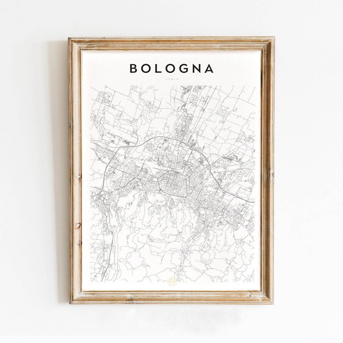 Modern Grey Poster of Bologna Italy | 11x17 12x18 16x24 24x36 Unframed Mininal Wall Art | Minimalism Hometown City Traveler Print for Gift | Minimalist Home Office Decor
