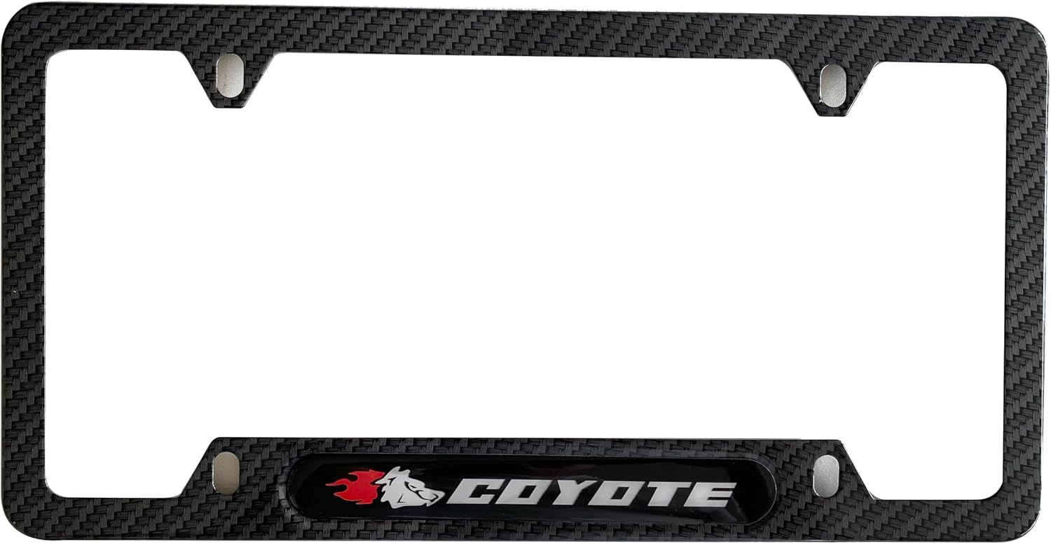 Carbon Fiber License Plate Frame Cover Holder Coyote Truck Car Accessories for Mustang 5.0 Stainless Steel 1PC, CPK22PW