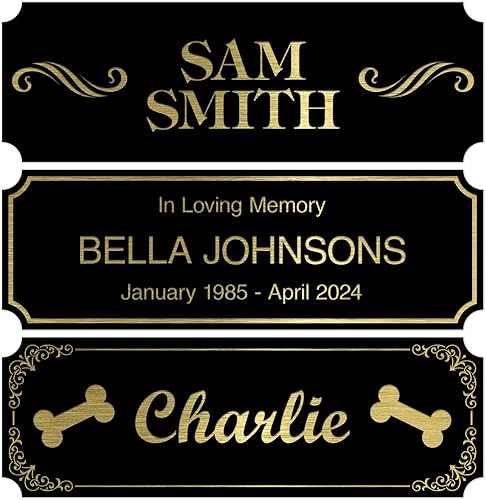 Placa de nombre grabada personalizada, placa de nombre negra cepillada personalizada, 1 x 3 pulgadas, material de impacto grabable duradero,