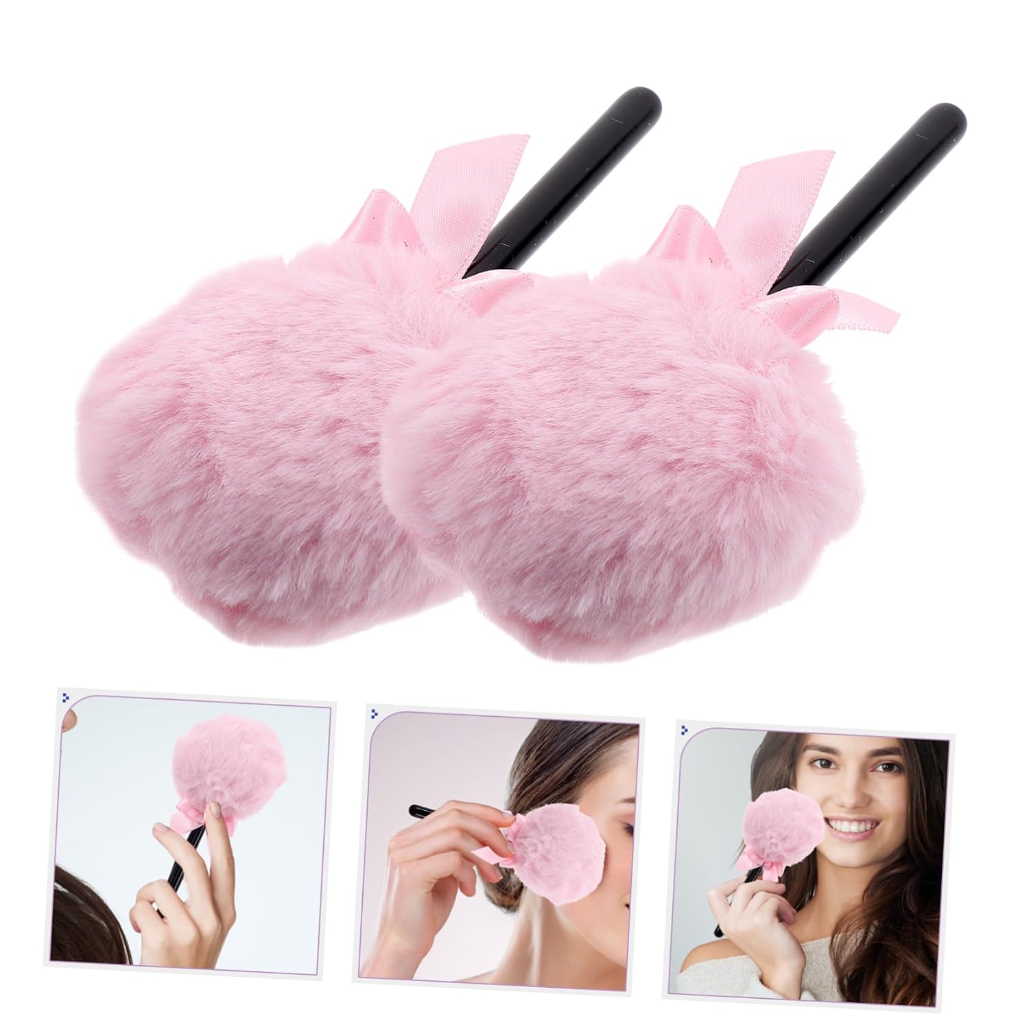 2pcs Lollipop Shape Makeup Powder Puff Soft Handle Face Setting Powder Puff for Women Girls Sponges for Makeup