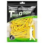 THIODOON Golf tees 2 1/8 inch Less Friction Wood Tees Training for Golfer Professional Natural Wood Golf tees Bulk 100 Count Golfing Tees(Yellow,2-1/8 inch 54mm)