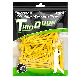 THIODOON Golf tees 2 1/8 inch Less Friction Wood Tees Training for Golfer Professional Natural Wood Golf tees Bulk 100 Count Golfing Tees(Yellow,2-1/8 inch 54mm)