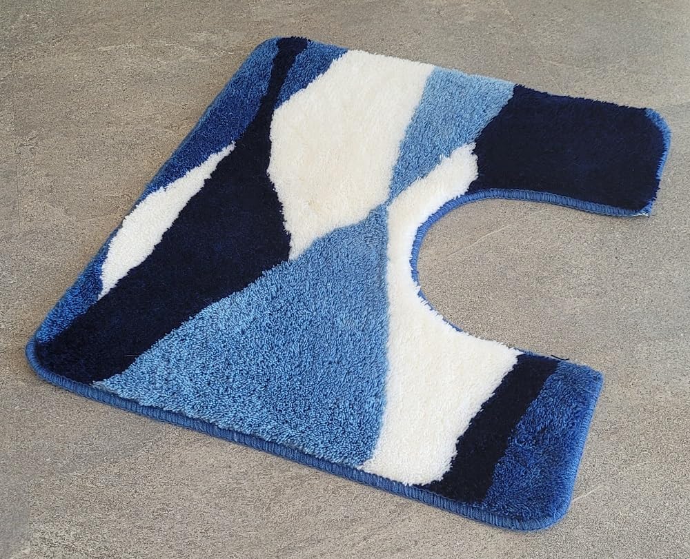 Tapis de WC Meusch Loft 55 x 50 cm en textile haut de gamme coloris bleu marine