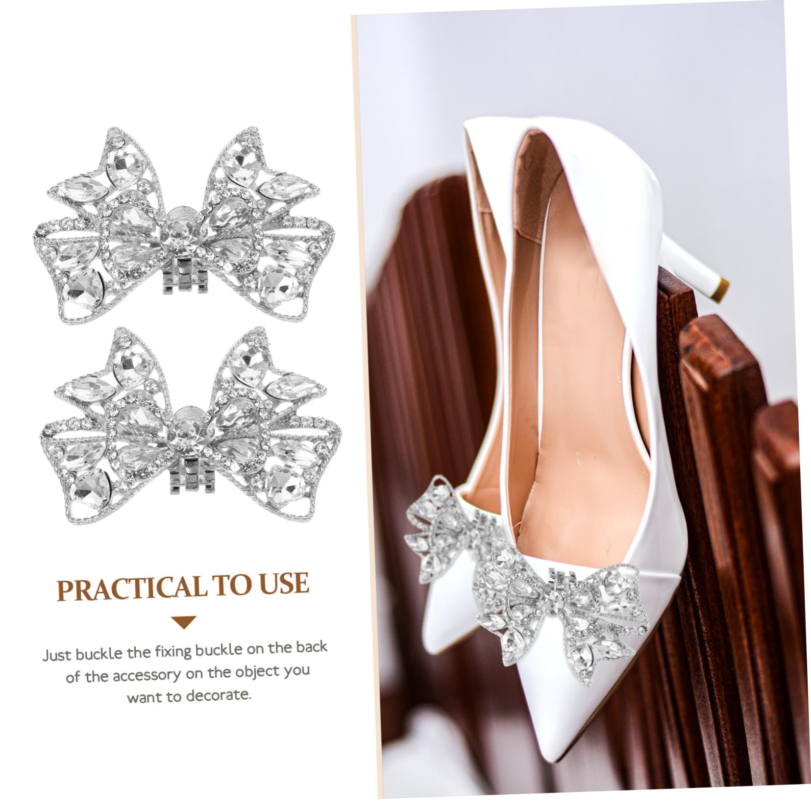 Artibetter Scarpe Eleganti Scarpe Sposa Heels Tacchi Argentati Decorazioni Per Scarpe Clip Per Scarpe A Forma Di Bowknot Fermagli Per Scarpe Da Sposa Per Décolleté Strass Silver