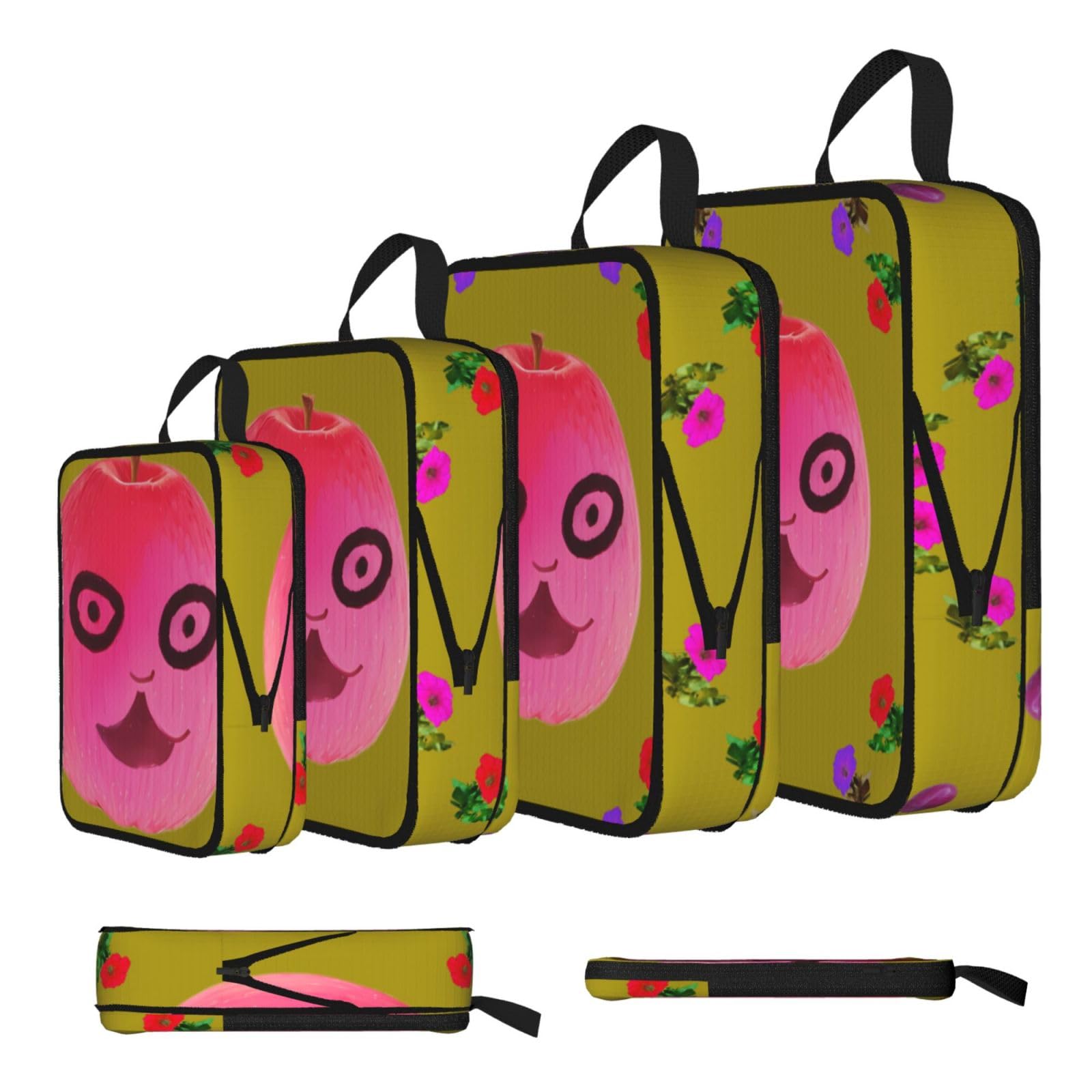 Sxzvvbn Black Funny Face Peach Compression Packing Cubes 4 Piece Set