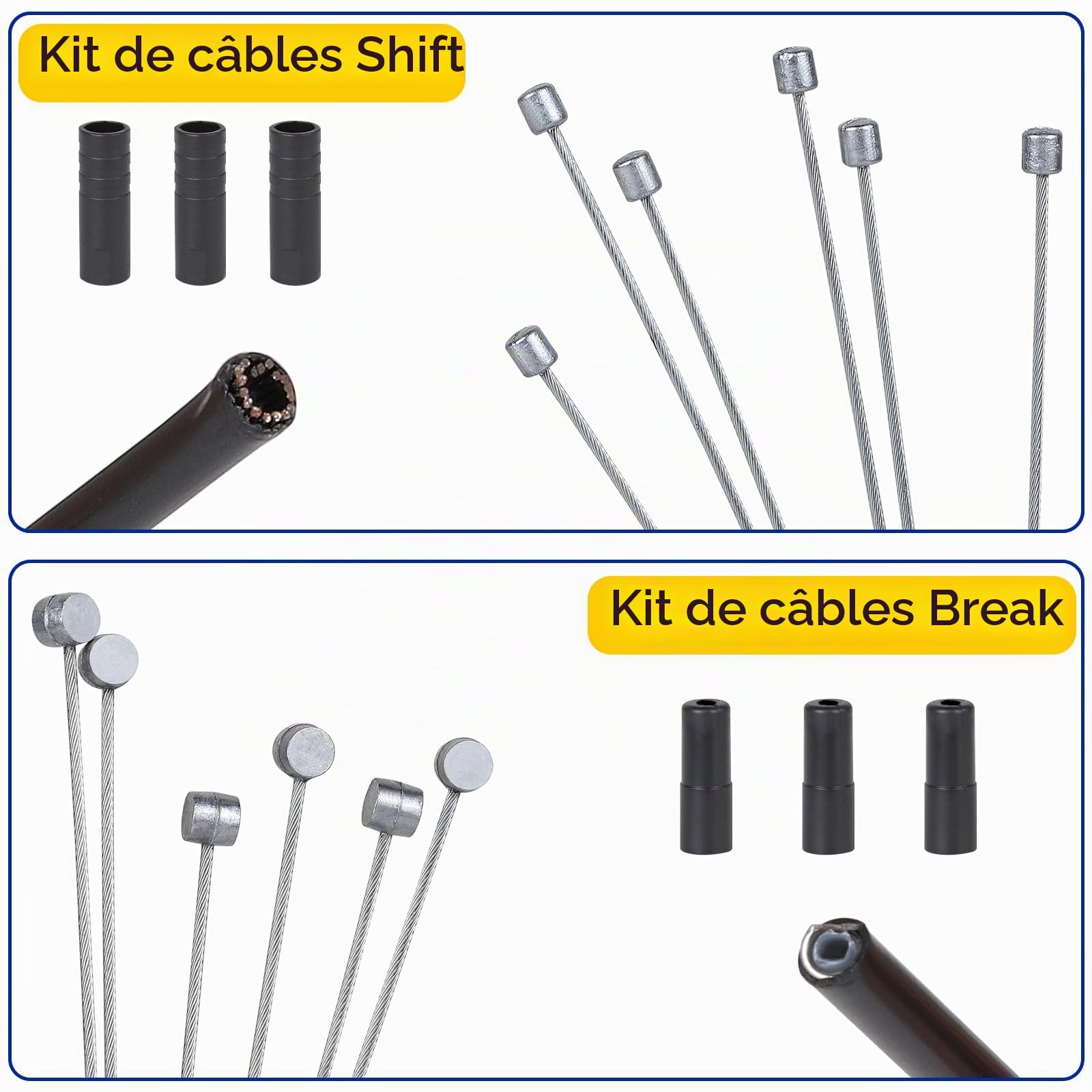 efuturetime Kit Cable Frein Velo 83 Pièces avec Pince à Câbles pour Vélo, Câbles Frein & Dérailleur Galvanisés, Gaines Bowden et Embouts, O-Rings - Cable de Frein Vélo pour VTT