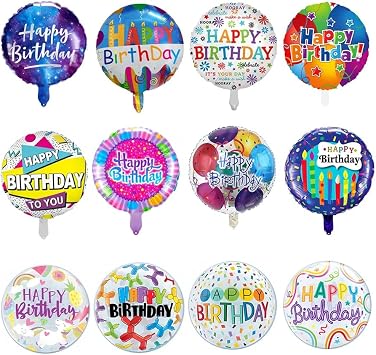 18inch 48 pcs Happy Birthday mylar Foil Balloons 18" Round Balloon for Birthday Party decor Baby Shower Decorations Supplies
