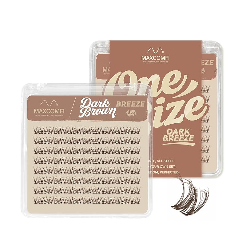 Cílios postiços em tufos Maxcomfi Spider Lash Brown Dark Breeze, curvatura DD, comprimento único de 8 mm, Kylie&Kim Lashes Vibe