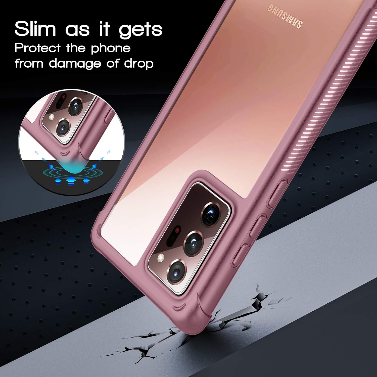 SPIDERCASE for Samsung Galaxy Note 20 Ultra Case 5G, Built-in Screen Protector, Clear Full Body Heavy Duty Protection, Shockproof Rugged Cover for Samsung Galaxy Note 20 Ultra (5G) 6.9”, 2020, Pink