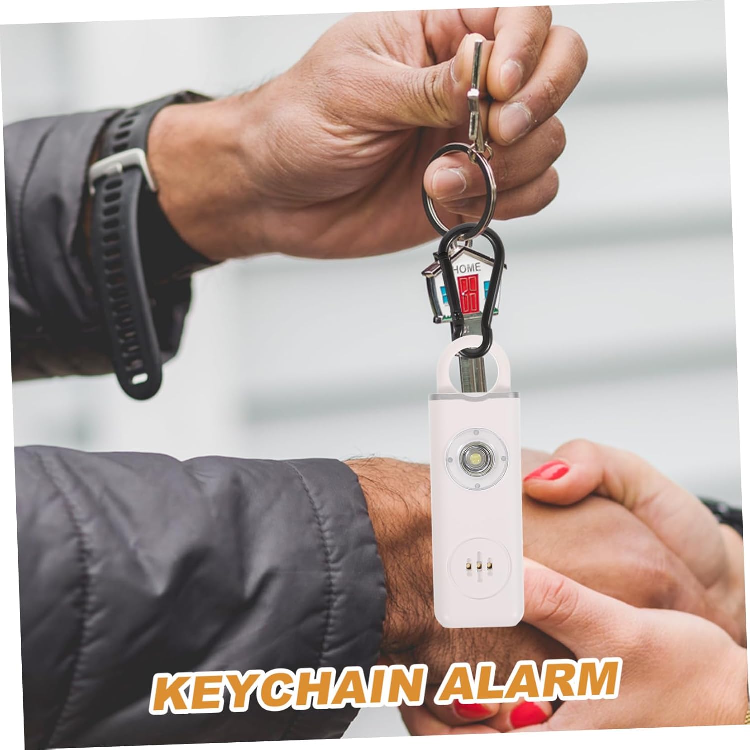 Self- Alarm Rechargeable Personal Alarm Women's Security Alarm (- White) Key Chain Accessories