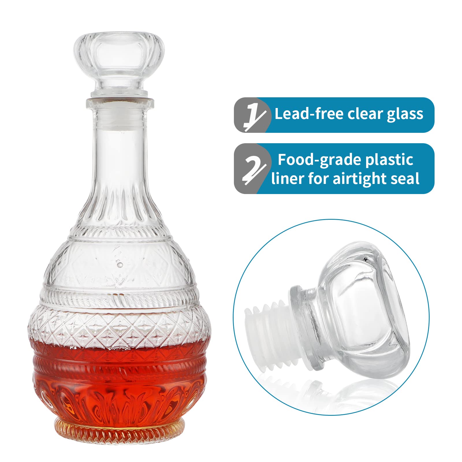 anso Carafe à décanter en cristal en verre pour liqueur, vin, vodka, alcool (500 ml