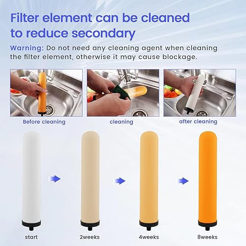 Miniatura 6 de Sistema de agua de filtro de encimera, filtro de agua alcalino de 5 etapas, filtro de agua de grifo de 8000 galones con 1 filtro de cerámica lavable