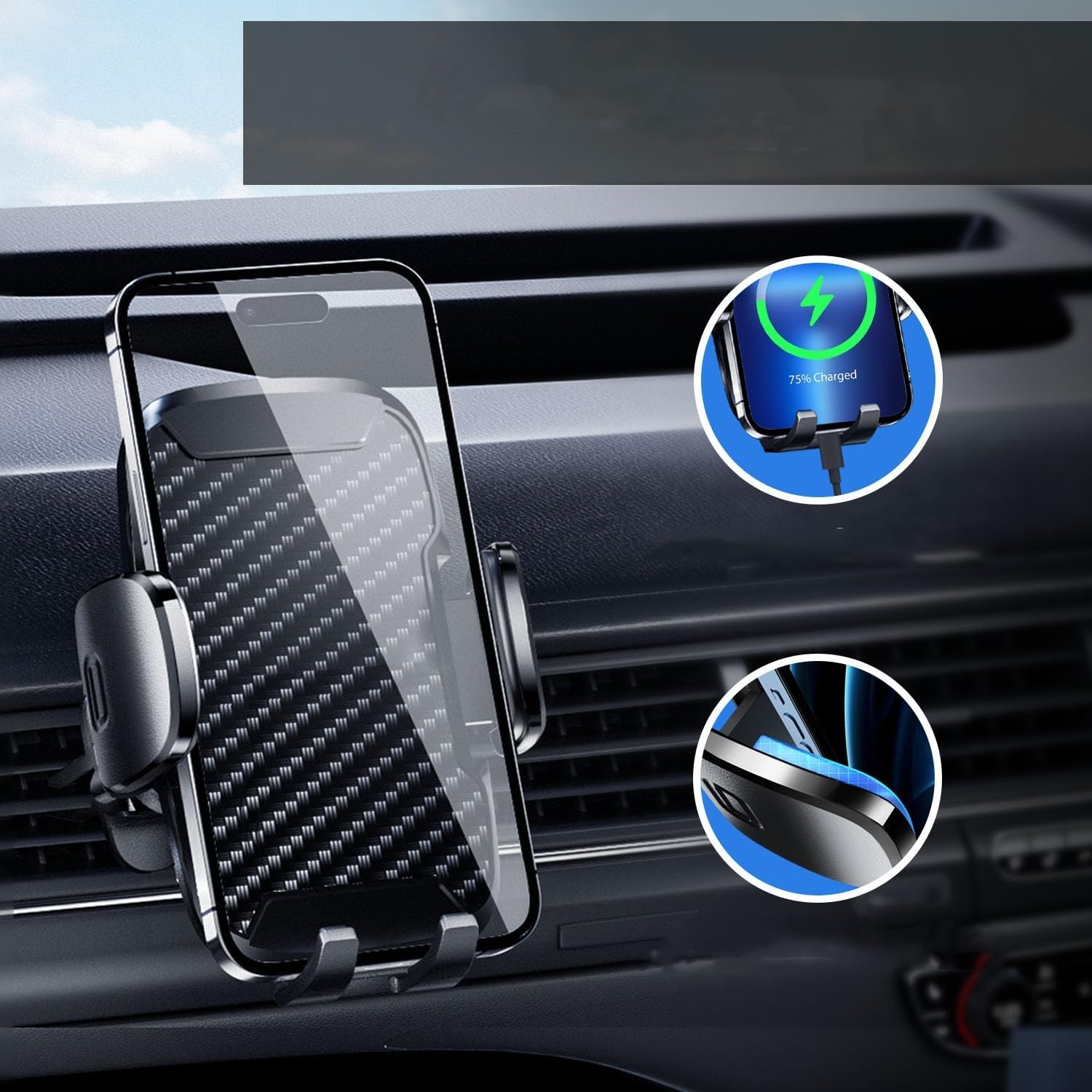 Car Phone Holder for Peugeot 108 2018-2023, Mobile Phone Mount Dashboard Windscreen Vent Hands Free Cradle Bracket