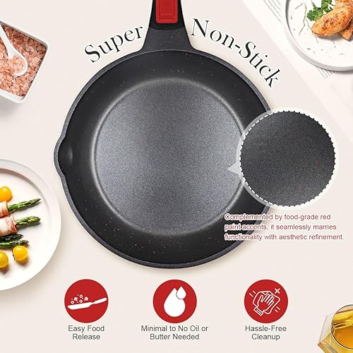 Miniatura 3 de Sartén profunda antiadherente con mango extraíble, sartén de 9.5 pulgadas, sartén antiadherente compatible con todas las estufas, apta para horno y