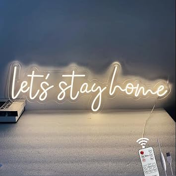 Lets Stay Home Neon Signs,Acrylic Dimmable LED Neon Signs 5V USB Powered for Family Room Hotels Apartments Dorms Boys and Girls Rooms DecorationTimer/Dimmable/Flash