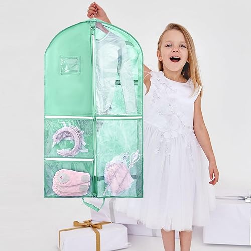 Vista 97 de Paquete de 2 bolsas de ropa para colgar ropa de viaje, bolsa de baile de 40 pulgadas, bolsas de ropa de baile para bailarines, artículos esenciales